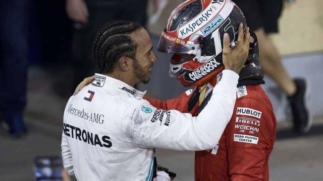 Lewis Hamilton consoles Charles Leclerc