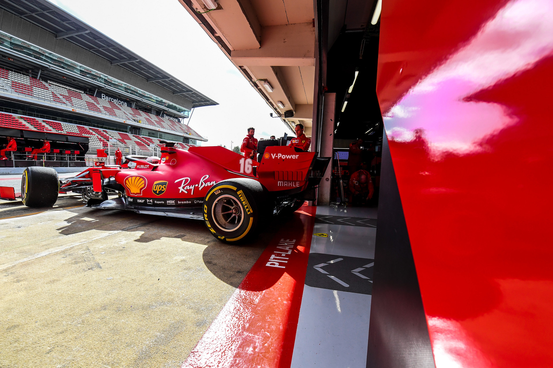 Scuderia Ferrari leaving the pits in Austria