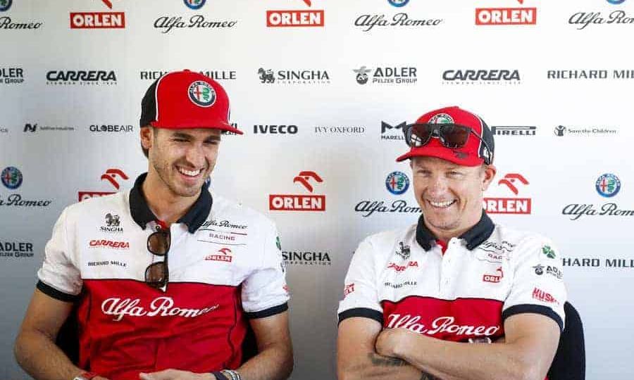 Antonio Giovinazzi and Kimi Räikkönen (image courtesy Alfa Romeo Racing ORLEN)