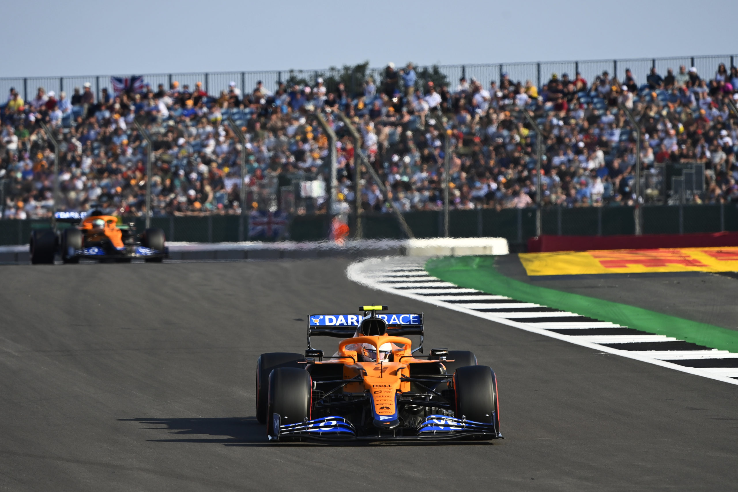 2021 British Grand Prix, Friday - Lando Norris leads Daniel Ricciardo (image courtesy McLaren)