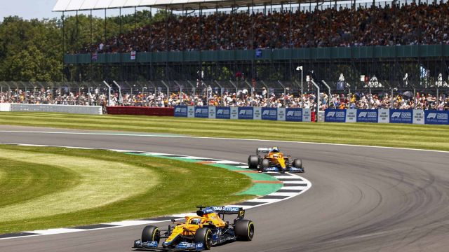 2021 British Grand Prix, Saturday - Daniel Ricciardo leads Lando Norris (image courtesy McLaren)