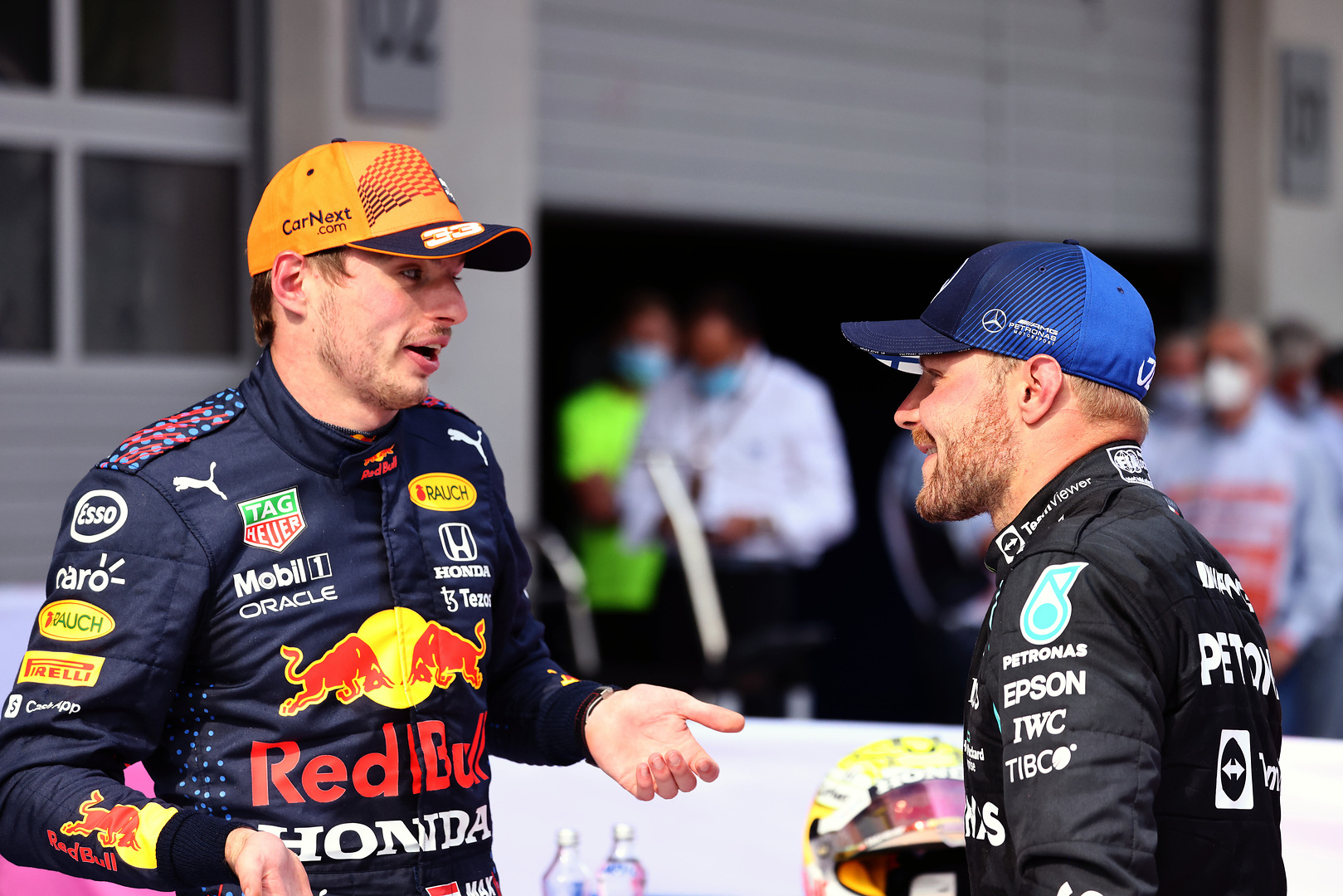2021 Austrian Grand Prix, Sunday - Max Verstappen & Valtteri Bottas (image courtesy Mercedes-AMG Petronas)
