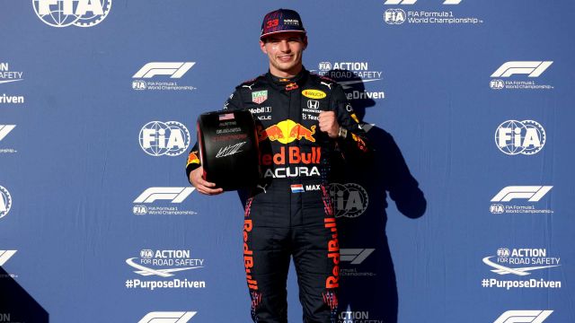 Pole Man Max Verstappen, Red Bull Racing, With His Pirelli Pole Position Award