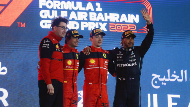 2022 Bahrain Grand Prix, Sunday - Lewis Hamilton on the podium
