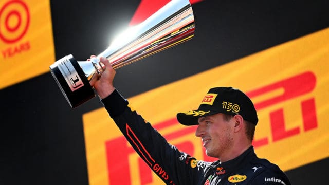 BARCELONA, SPAIN - MAY 22: Race winner Max Verstappen of the Netherlands and Oracle Red Bull Racing celebrates on the podium during the F1 Grand Prix of Spain at Circuit de Barcelona-Catalunya on May 22, 2022 in Barcelona, Spain. (Photo by Clive Mason/Getty Images) // Getty Images / Red Bull Content Pool // SI202205220601 // Usage for editorial use only //