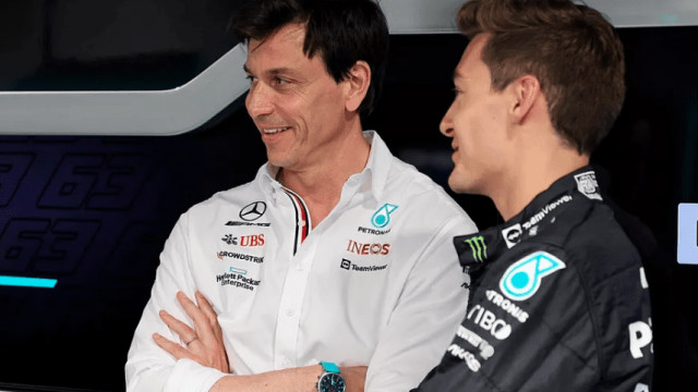 George Russell and Toto Wolff