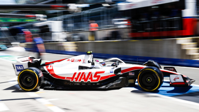 RED BULL RING, AUSTRIA - JULY 08: Mick Schumacher, Haas VF-22, leaves the garage during the Austrian GP at Red Bull Ring on Friday July 08, 2022 in Spielberg, Austria. (Photo by Andy Hone / LAT Images)