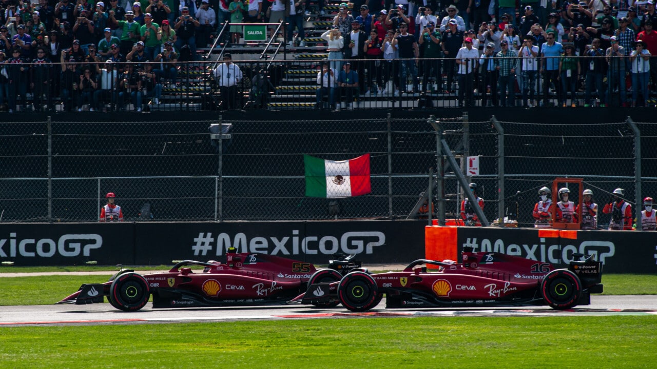 2022 Mexico Grand Prix, Sunday - Carlos Sainz & Charles Leclerc of Ferrari