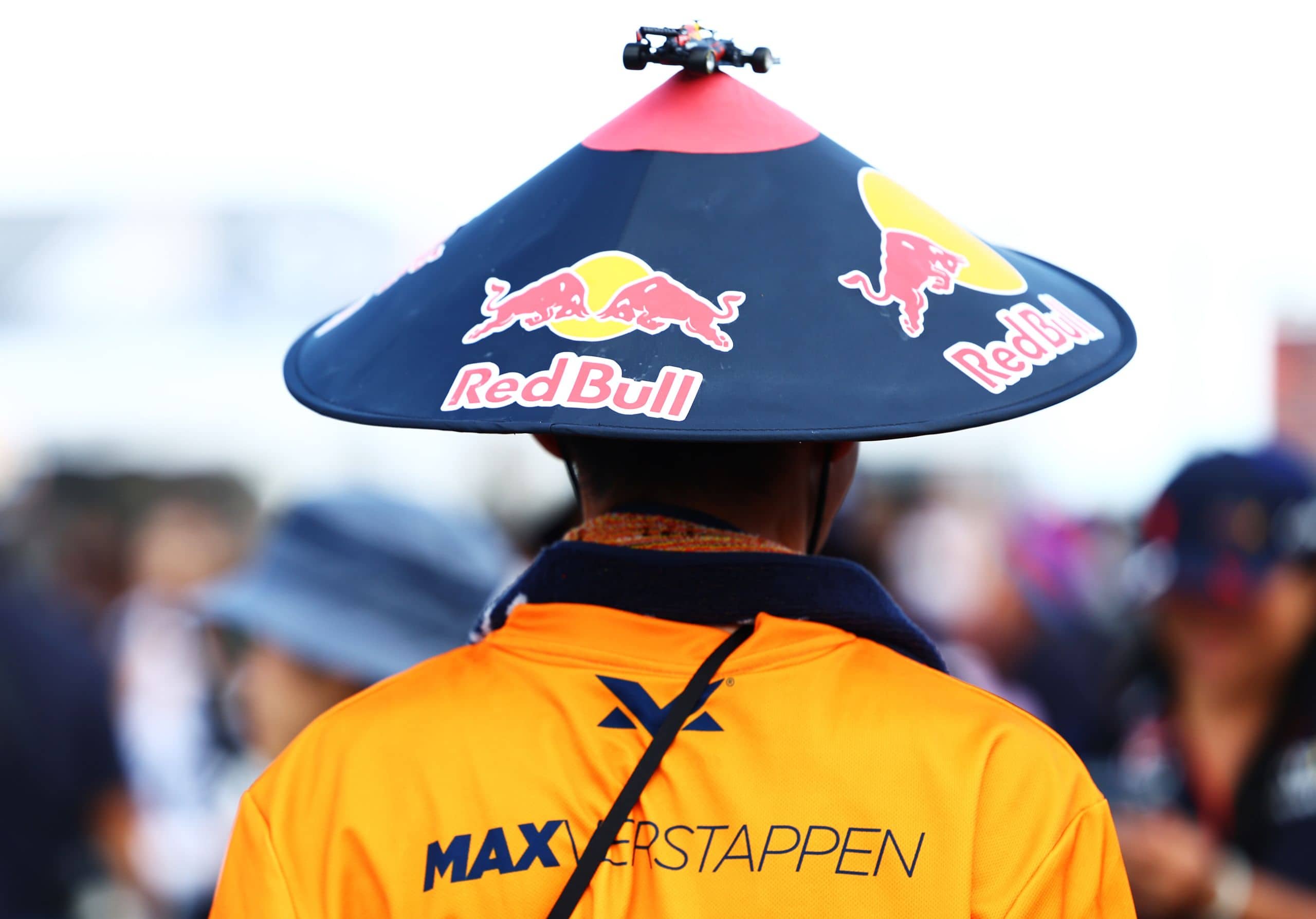 SUZUKA, JAPAN - SEPTEMBER 23: A Max Verstappen of the Netherlands and Oracle Red Bull Racing fan shows their support prior to qualifying ahead of the F1 Grand Prix of Japan at Suzuka International Racing Course on September 23, 2023 in Suzuka, Japan. (Photo by Mark Thompson/Getty Images) // Getty Images / Red Bull Content Pool // SI202309230115 // Usage for editorial use only //