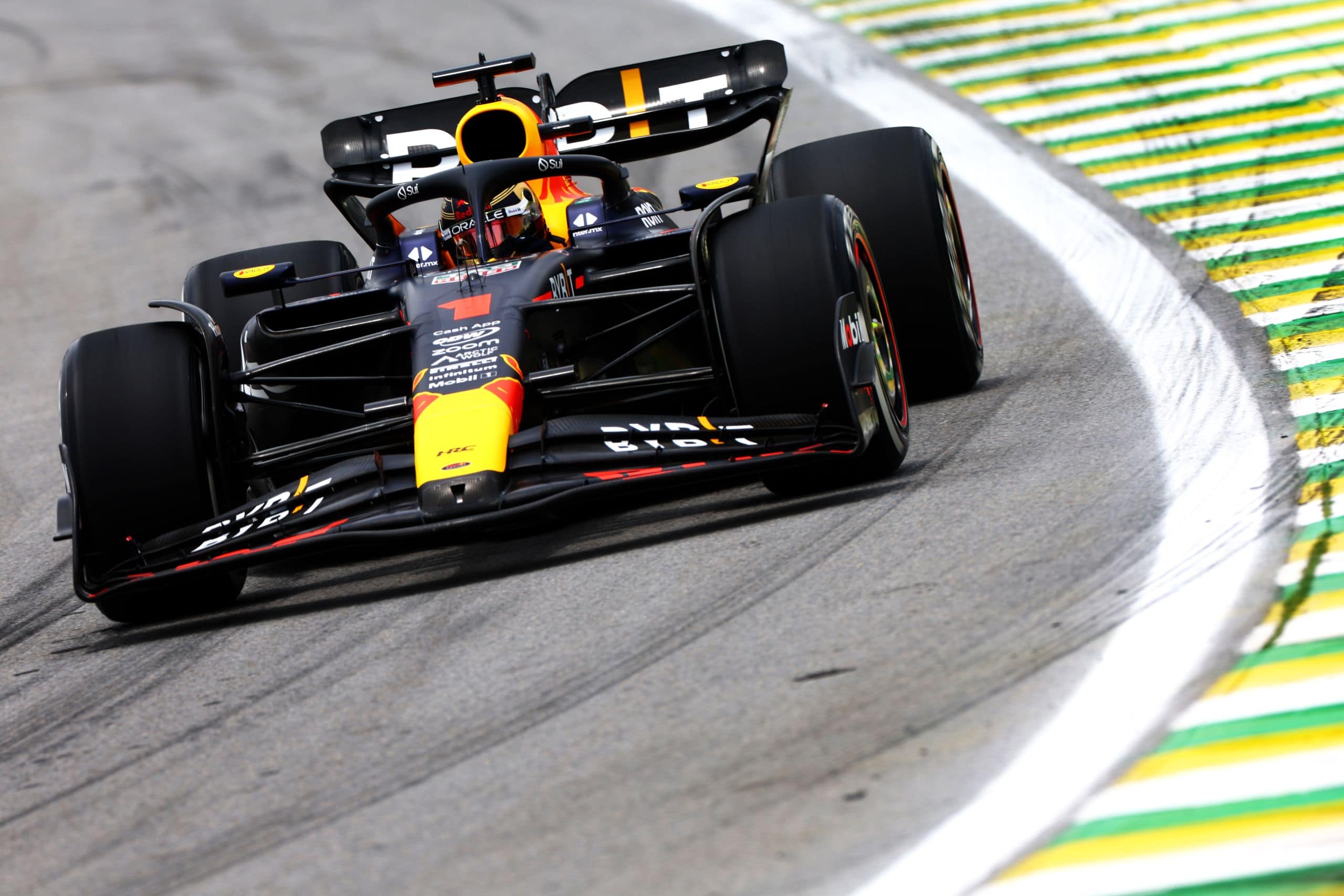 SAO PAULO, BRAZIL - NOVEMBER 03: Max Verstappen of the Netherlands driving the (1) Oracle Red Bull Racing RB19 on track during practice ahead of the F1 Grand Prix of Brazil at Autodromo Jose Carlos Pace on November 03, 2023 in Sao Paulo, Brazil. (Photo by Mark Thompson/Getty Images) // Getty Images / Red Bull Content Pool // SI202311031122 // Usage for editorial use only //
