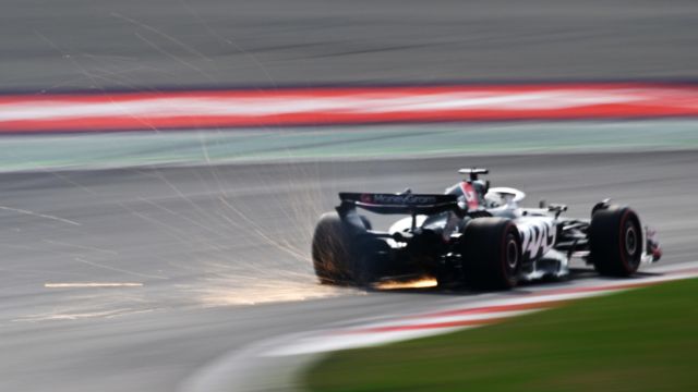 SHANGHAI INTERNATIONAL CIRCUIT, CHINA - APRIL 20: Sparks kick up from the rear of Kevin Magnussen, Haas VF-24 during the Chinese GP at Shanghai International Circuit on Saturday April 20, 2024 in Shanghai, China. (Photo by Mark Sutton / LAT Images)