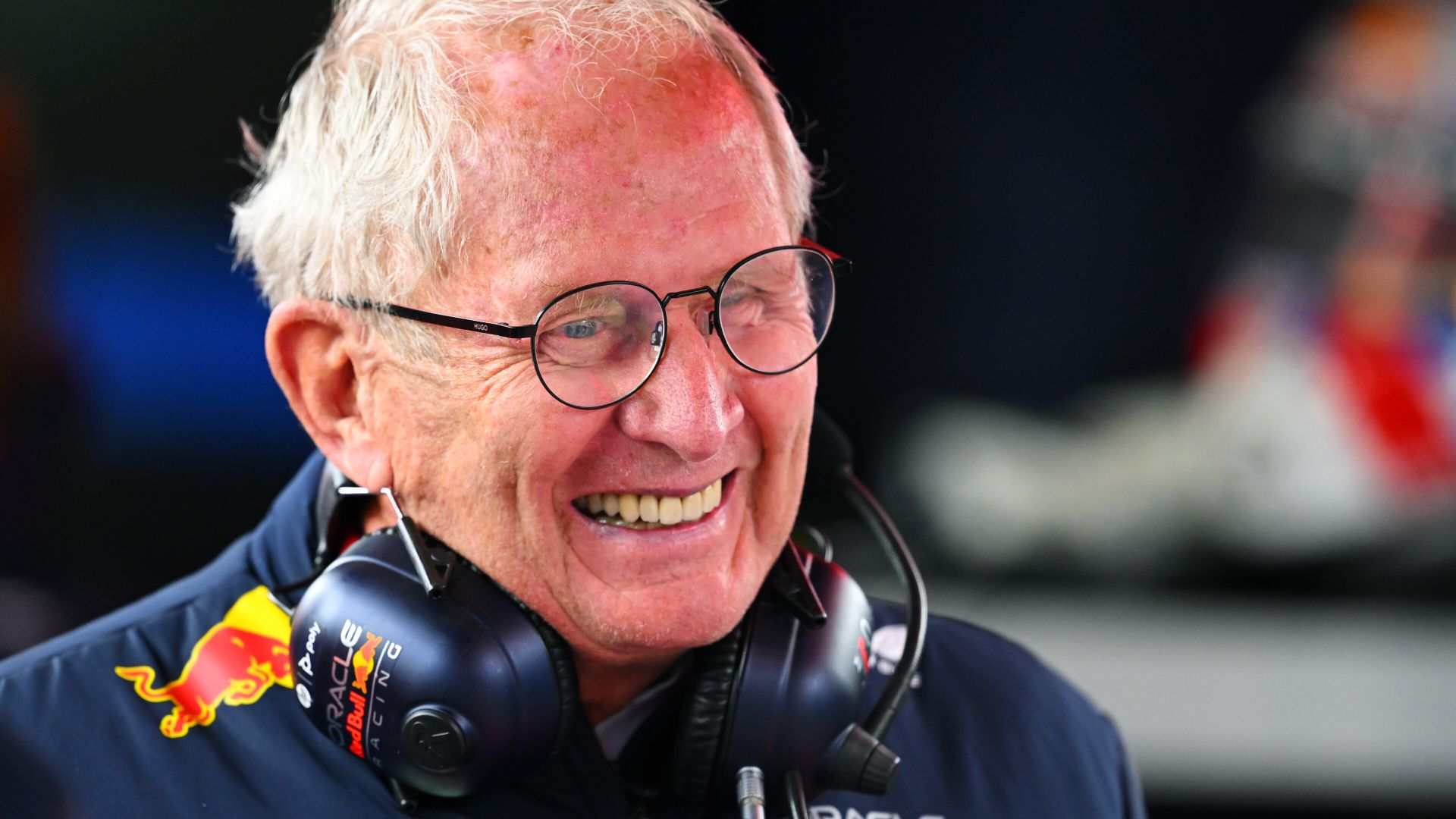 SUZUKA, JAPAN - APRIL 05: Oracle Red Bull Racing Team Consultant Dr Helmut Marko looks on in the garage during practice ahead of the F1 Grand Prix of Japan at Suzuka International Racing Course on April 05, 2024 in Suzuka, Japan. (Photo by Clive Mason/Getty Images) // Getty Images / Red Bull Content Pool // SI202404050570 // Usage for editorial use only //