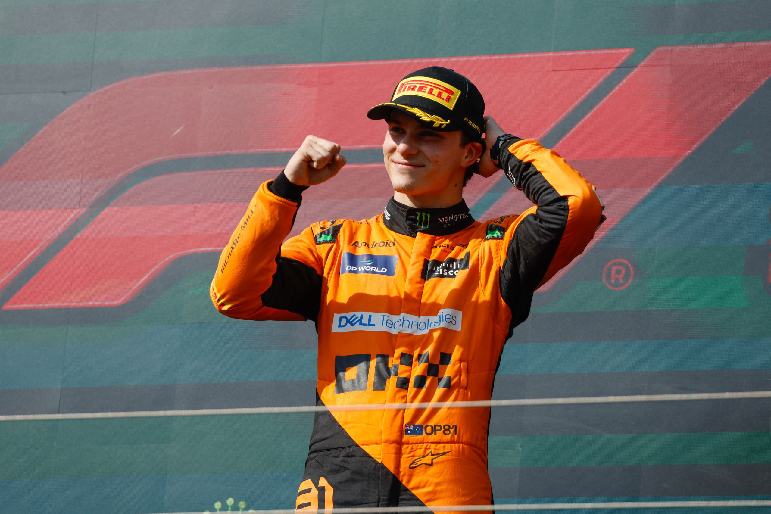 Oscar Piastri, Mclaren F1 Team, 1st Position, Celebrates On The Podium