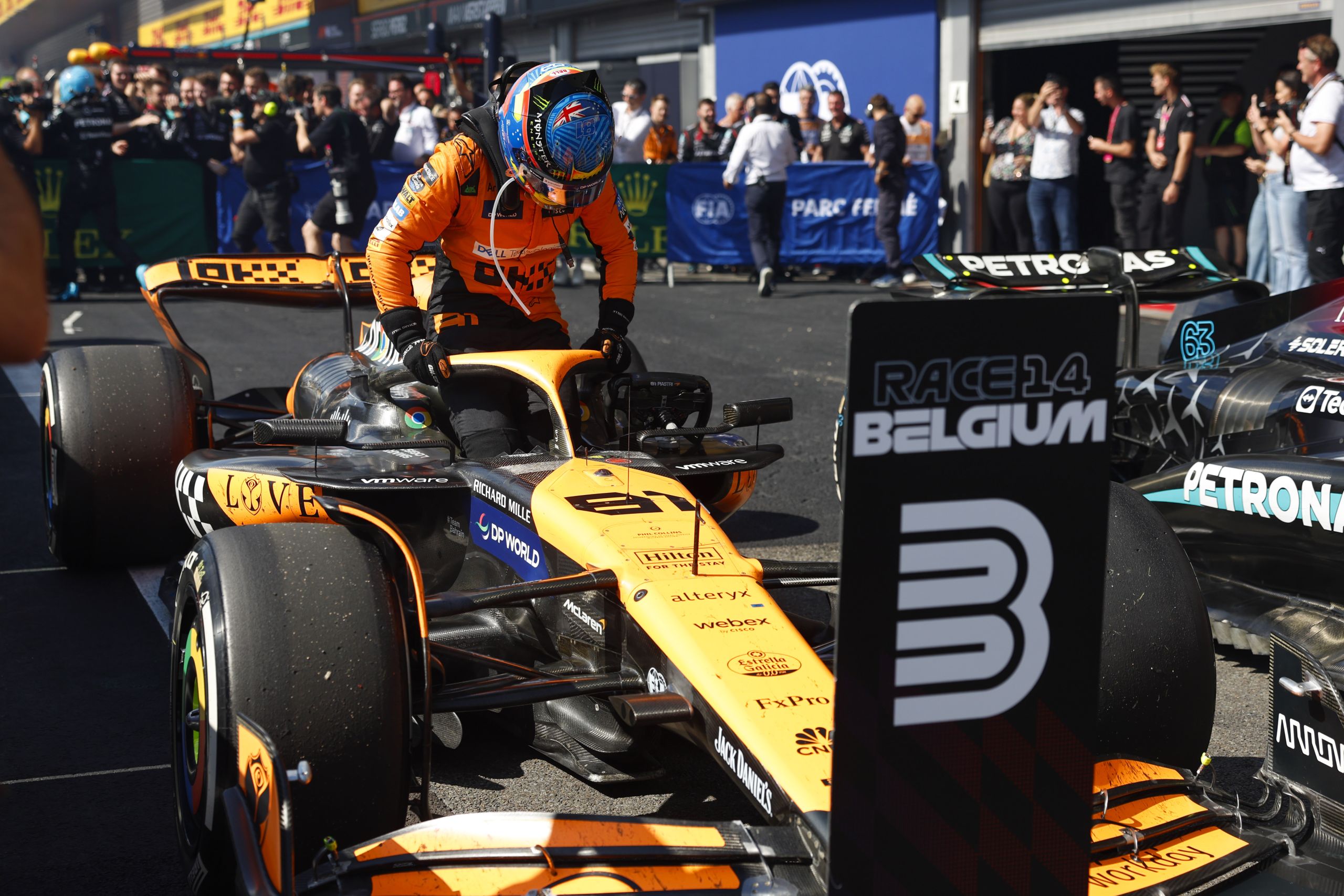 Oscar Piastri, Mclaren F1 Team, 3rd Position, Gets Out Of The Car In Parc Ferme