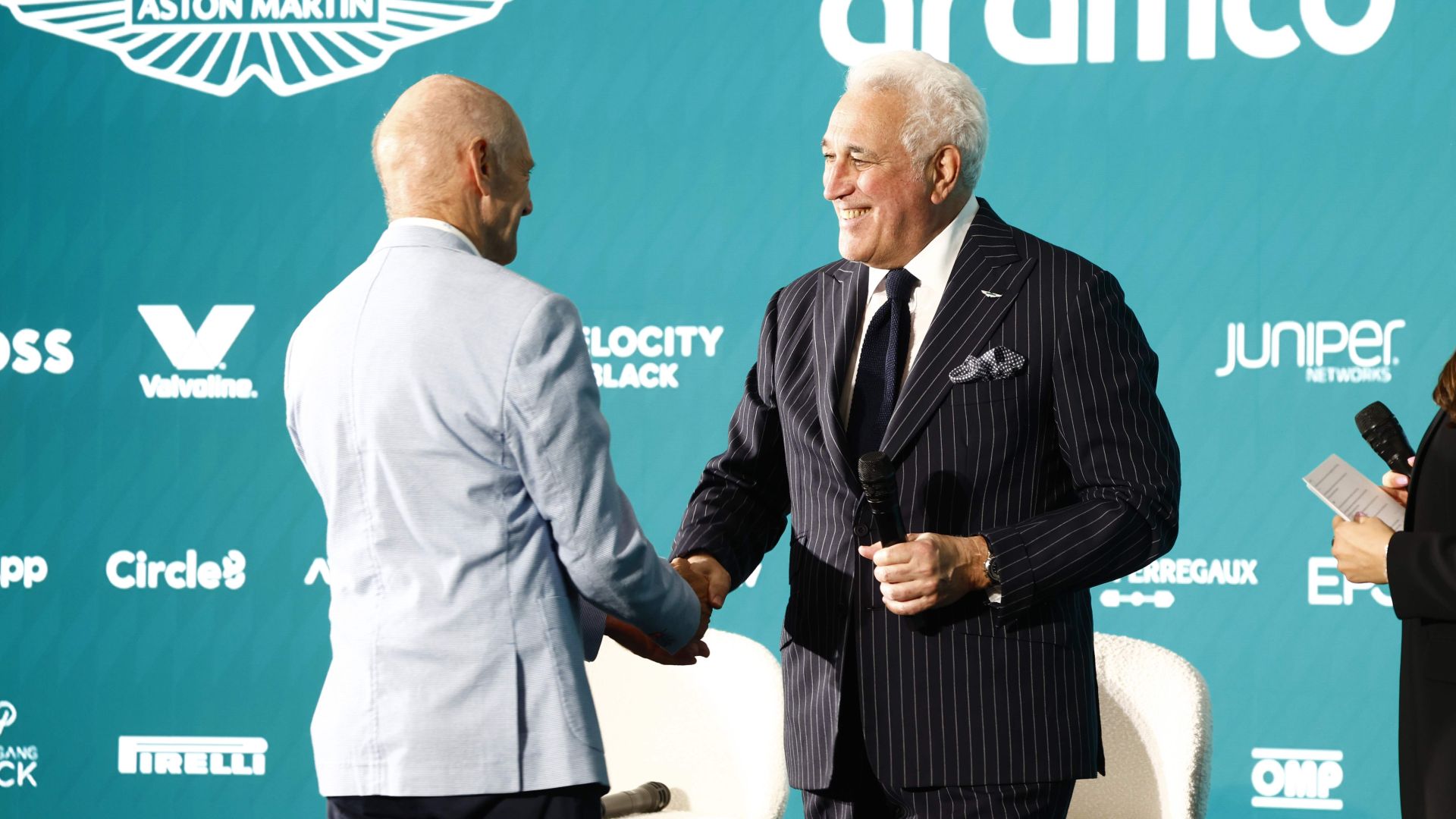 Adrian Newey And Lawrence Stroll, Owner, Aston Martin F1 Team, On Stage