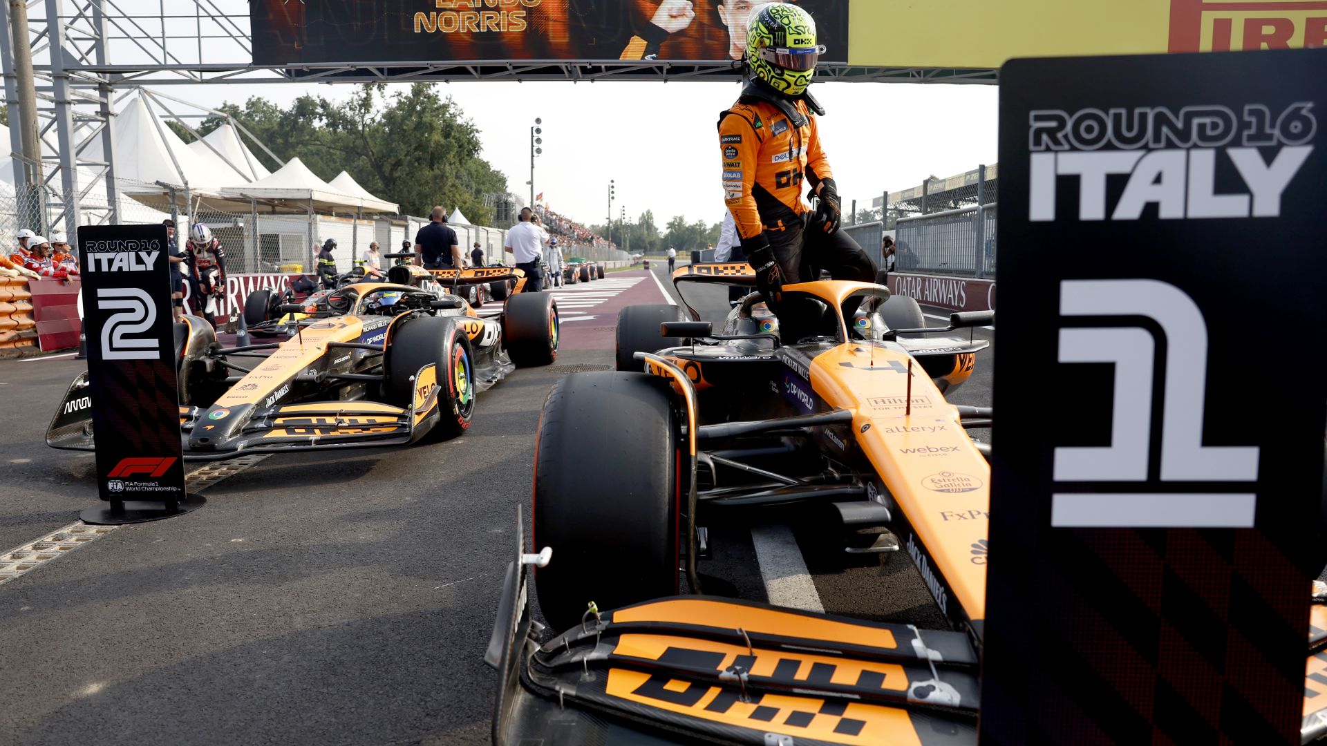 Lando Norris, Mclaren F1 Team, Arrives In Parc Ferme After Securing Pole