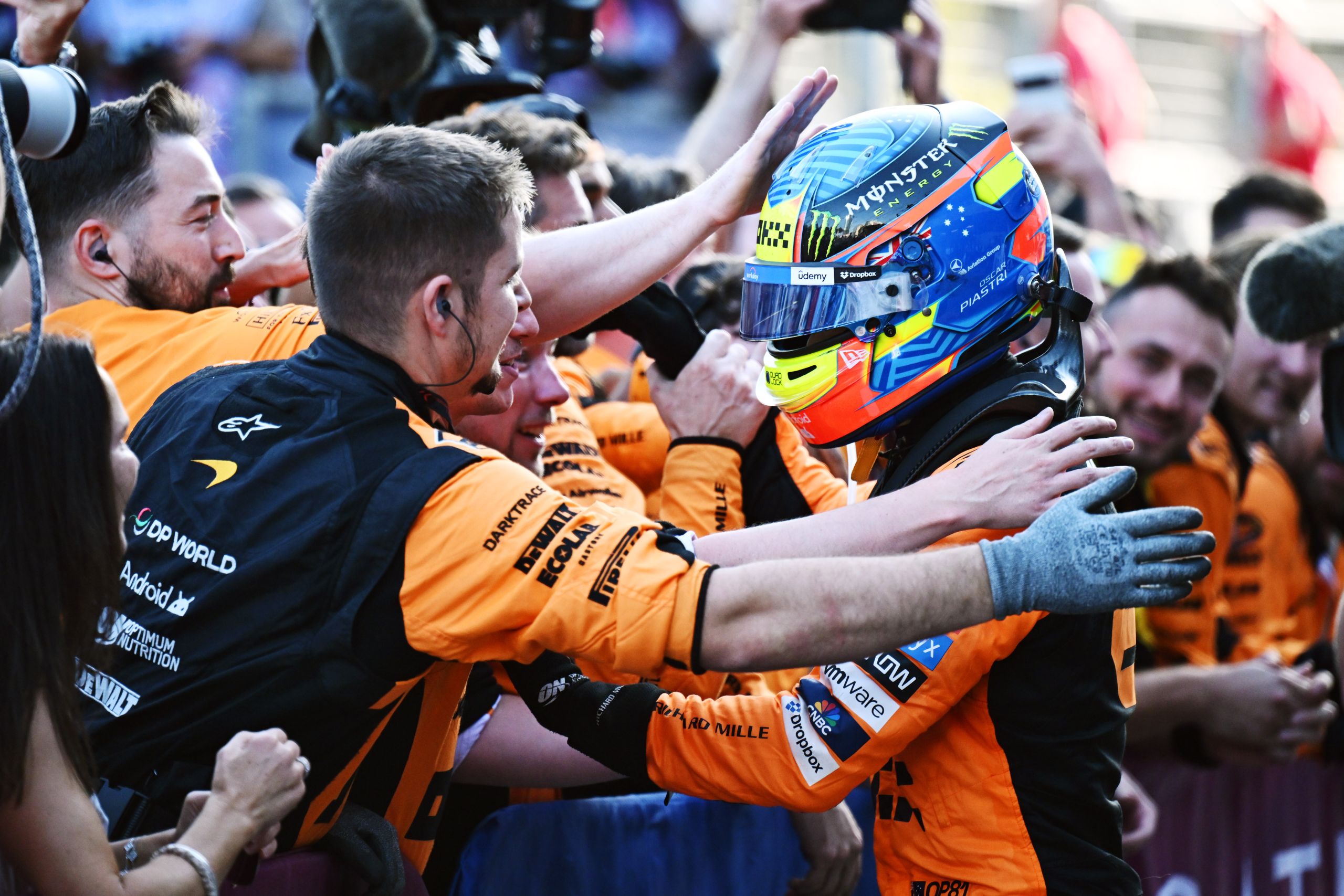 Oscar Piastri, Mclaren F1 Team, 1st Position, Celebrates In Parc Ferme