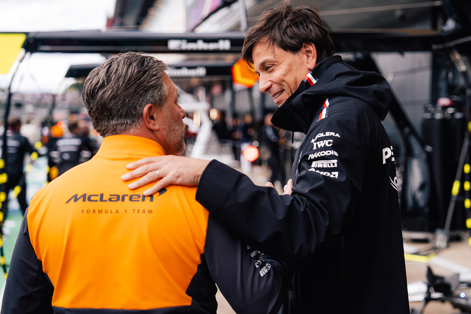 2024 British Grand Prix, Sunday - Zak Brown and Toto Wolff