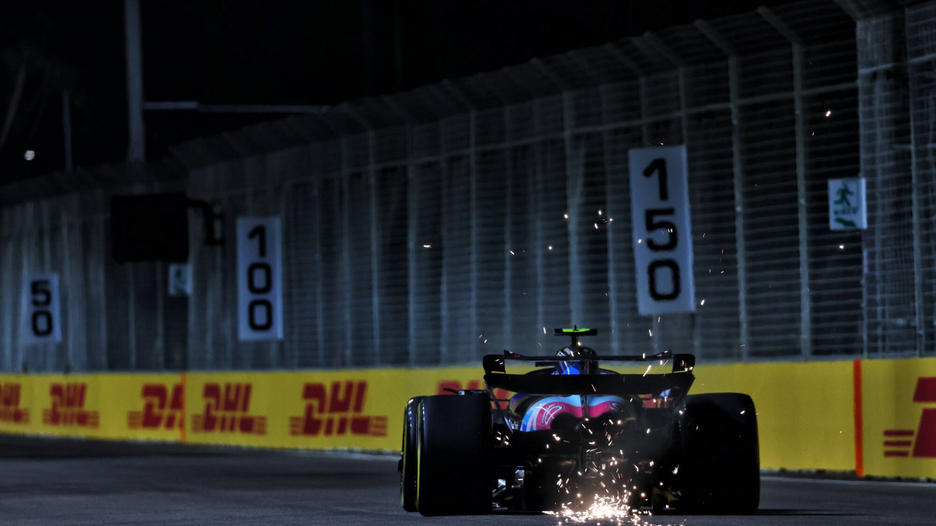 Pierre Gasly (FRA) Alpine F1 Team A524 sends sparks flying. Formula 1 World Championship, Rd 18, Singapore Grand Prix, Friday 20th September 2024. Marina Bay Street Circuit, Singapore.