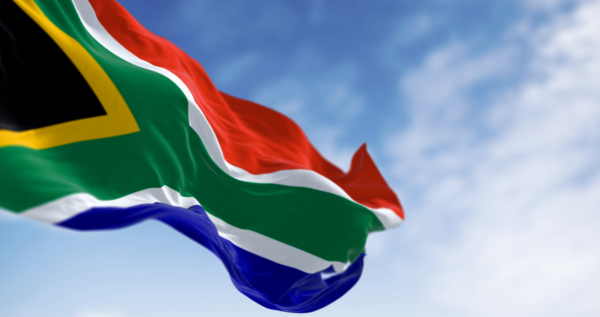 Detail Of The South Africa Flag Waving