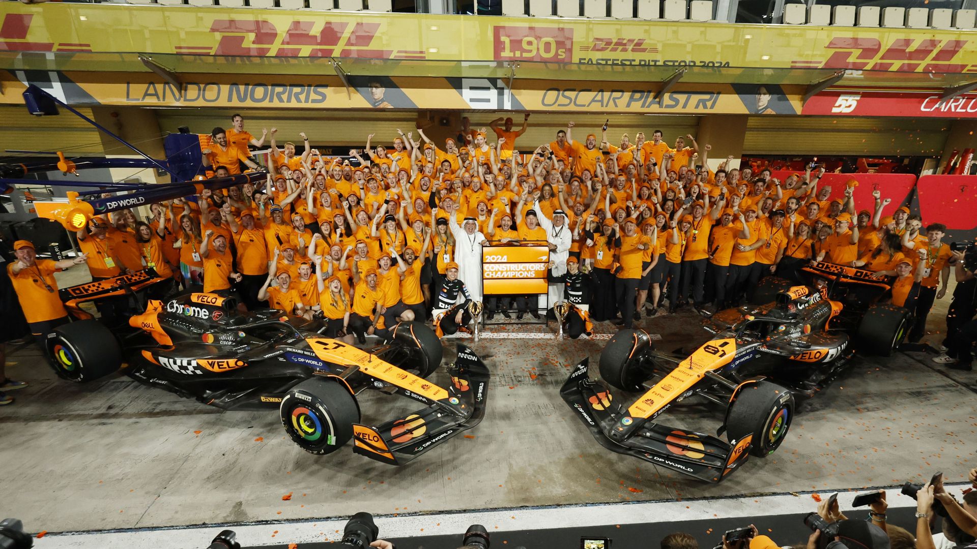 The Mclaren Team Celebrate Securing The Constructors Championship Title