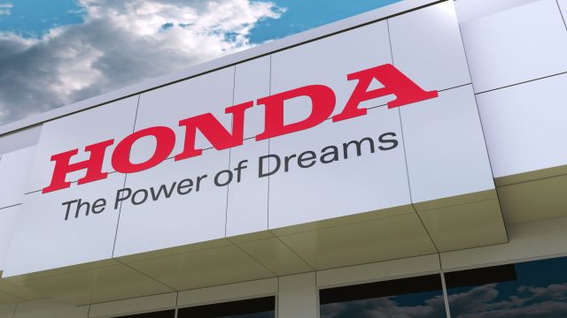 Honda Logo On The Modern Building Facade. Editorial 3d Rendering