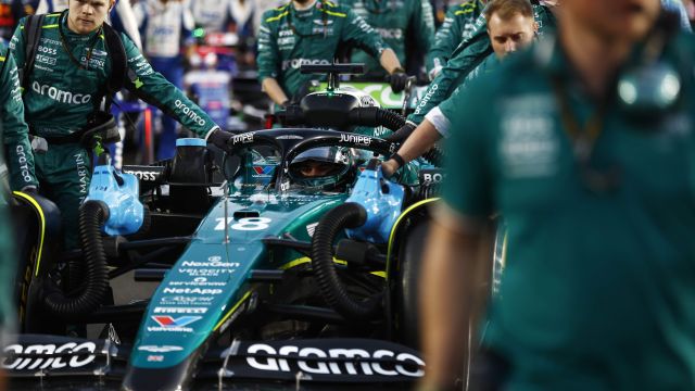 Lance Stroll, Aston Martin Amr24, Is Pushed To His Grid Slot