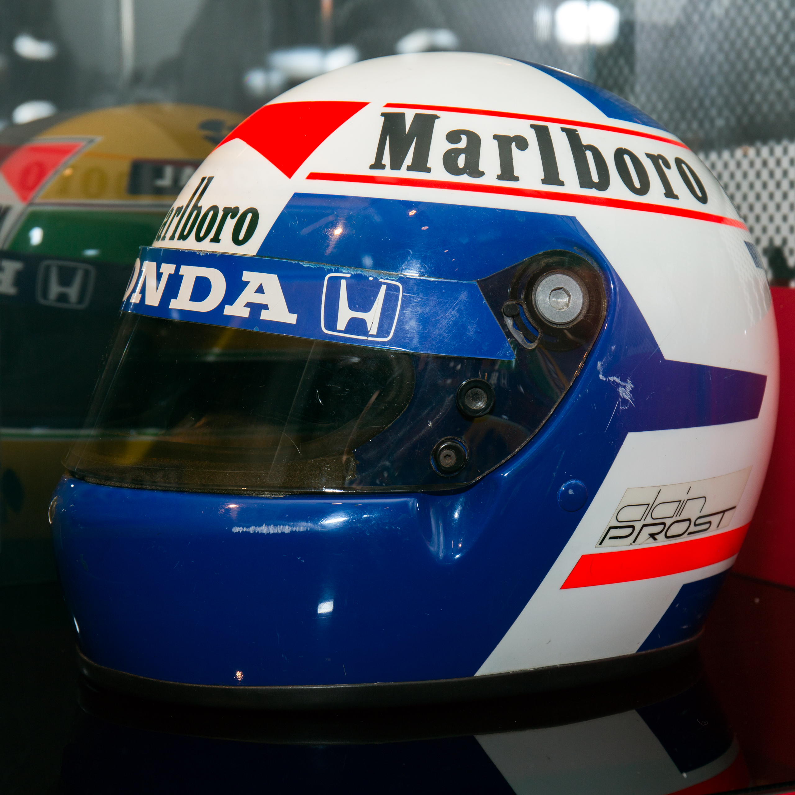 Alain Prost 1988 Helmet Left 2015 Honda F1 Exposition