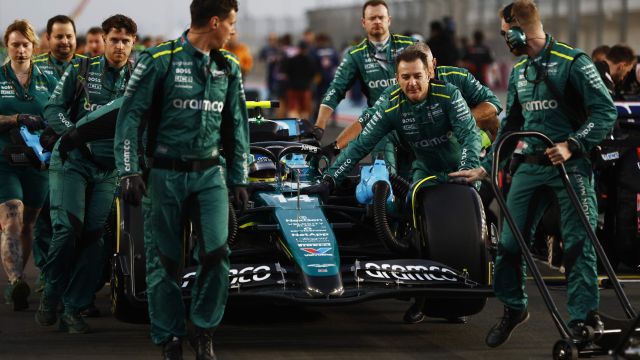 Fernando Alonso, Aston Martin Amr24, Is Pushed To His Grid Slot