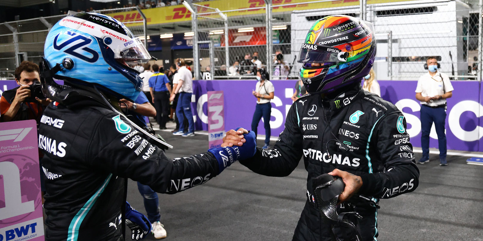 2021 Saudi Arabian Grand Prix, Saturday - Lewis Hamilton & Valtteri Bottas (image courtesy Mercedes)
