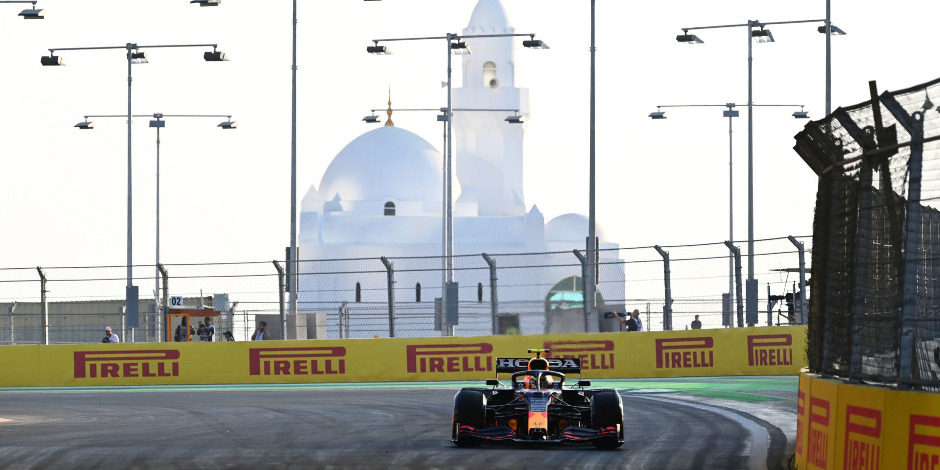 JEDDAH, SAUDI ARABIA - DECEMBER 03: Sergio Perez of Mexico driving the (11) Red Bull Racing RB16B Honda during practice ahead of the F1 Grand Prix of Saudi Arabia at Jeddah Corniche Circuit on December 03, 2021 in Jeddah, Saudi Arabia. (Photo by Dan Mullan/Getty Images) // Getty Images / Red Bull Content Pool // SI202112030259 // Usage for editorial use only //